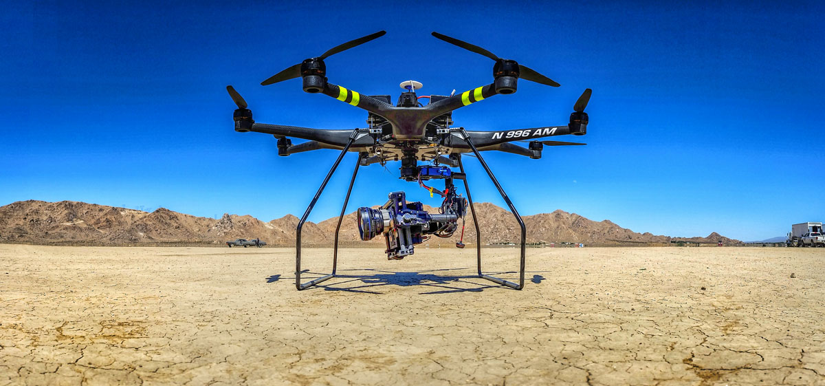 Aerial MOB 8-Rotor Heavy Lifter outfitted with a Red Epic in El Mirage, California/ Courtesy of Treggon Owens