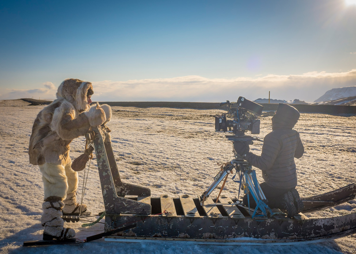 Director of Photography and Co-Director Alex Buono filming actor Fred Armisen on RED Dragon with re-housed vintage Series-1 Cooke prime lenses from the 1930s. Shot on location outside Reykjavik, Iceland/ Photo Courtesy of Rhys Thomas