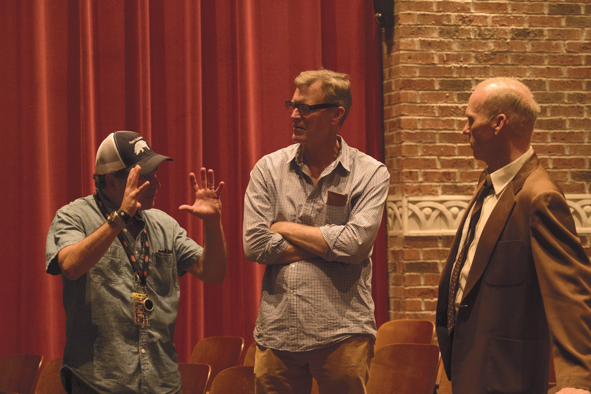 Behind the Scenes: MICHAEL KEATON on the set of THE FOUNDER with Director JOHN LEE HANCOCK (center)
