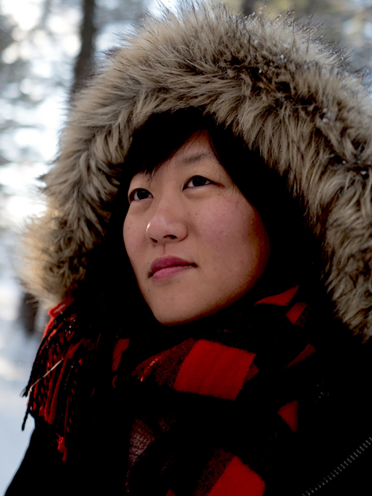 Director Christina Choe on location in upstate New York. Courtesy of Guild DP Zoe White 