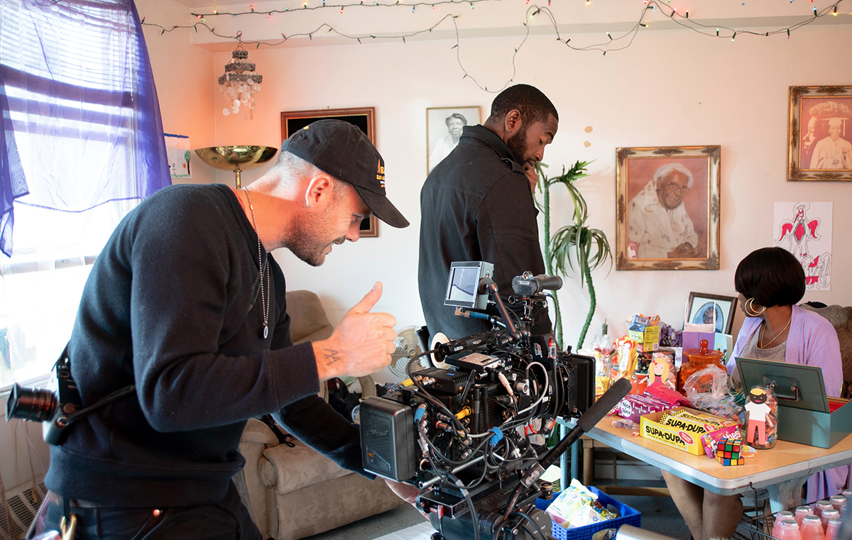 Guild DP Adam Newport-Berra lines up a shot on location in San Francisco