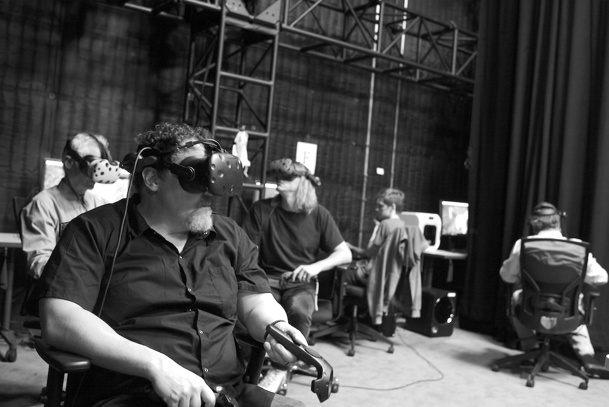 "As a group, we’d do a scout – six of us wearing VR headsets, walking around the 'location' we were filming," Favreau recalls. "Caleb had only done live-action films, but he settled right in, saying, 'I would put a crane here, and lay dolly track there.'